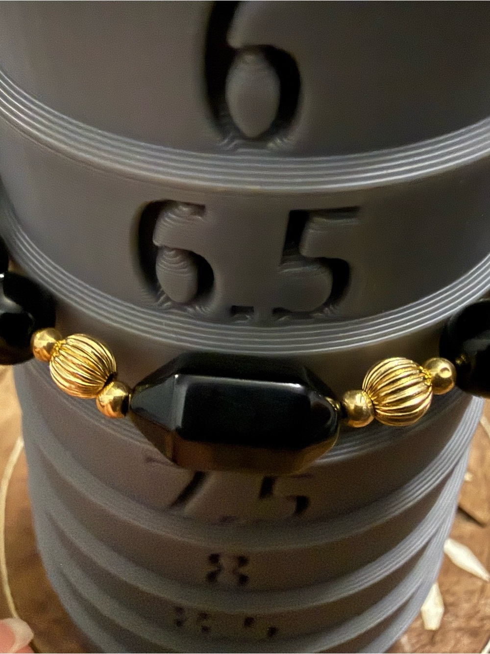14K Gold black Beaded Bracelet